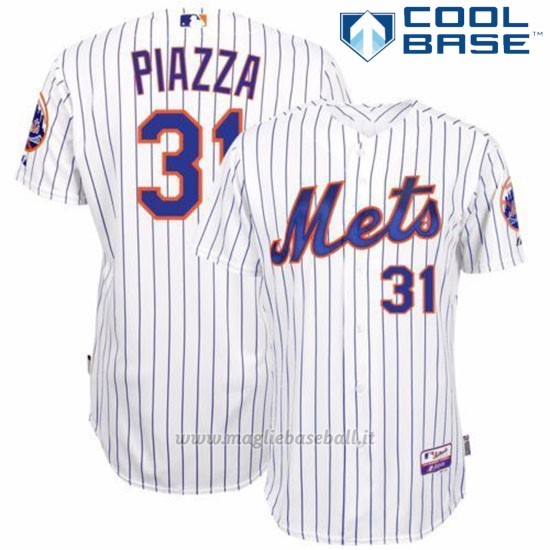 Maglia Baseball Uomo New York Mets Mike Piazza 1ªBianco Cool Base